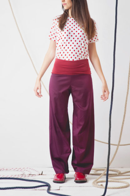 pantalone vino con fascia elastica rossa mangrovia frontale peccati veniali