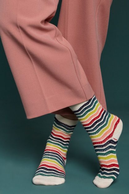 calzini sassy righe multicolor indossati peccati veniali